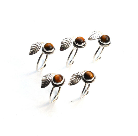 WHOLESALE 5PC 925 SOLID STERLING SILVER TIGER EYE RING LOT