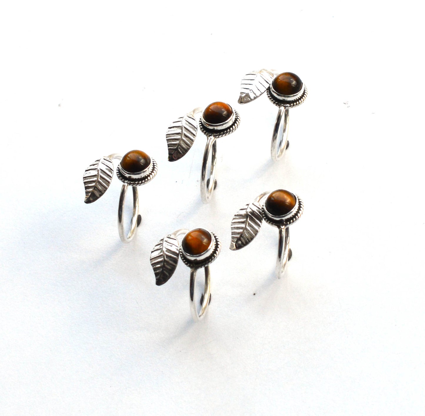 WHOLESALE 5PC 925 SOLID STERLING SILVER TIGER EYE RING LOT