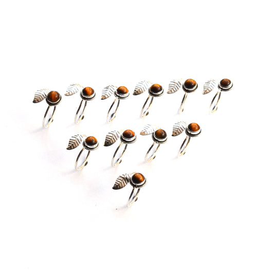 WHOLESALE 11PC 925 SOLID STERLING SILVER TIGER EYE RING LOT