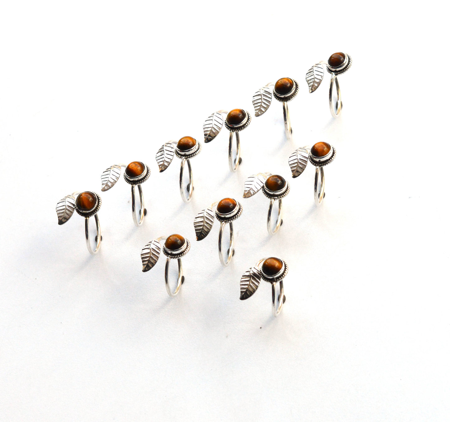 WHOLESALE 11PC 925 SOLID STERLING SILVER TIGER EYE RING LOT