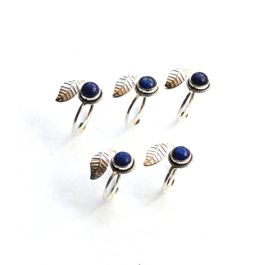 WHOLESALE 5PC 925 SOLID STERLING SILVER BLUE LAPIS LAZULI RING LOT