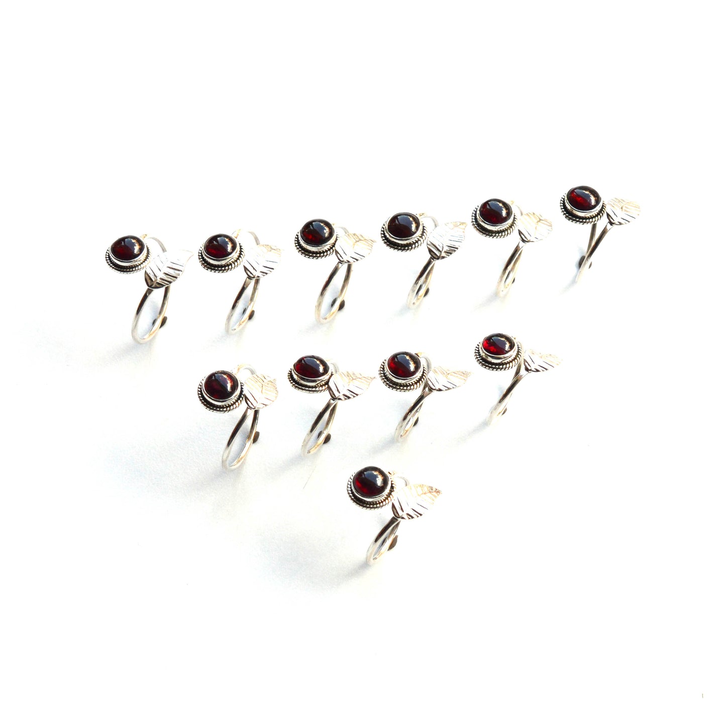 WHOLESALE 11PC 925 SOLID STERLING SILVER RED GARNET RING LOT