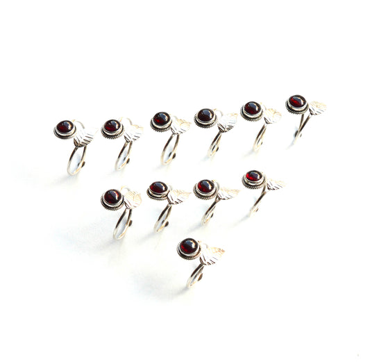 WHOLESALE 11PC 925 SOLID STERLING SILVER RED GARNET RING LOT