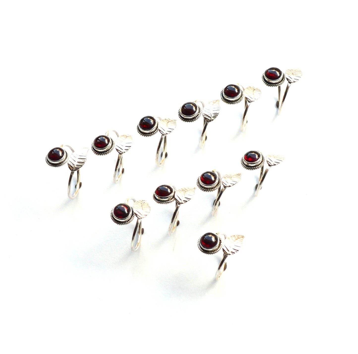 WHOLESALE 11PC 925 SOLID STERLING SILVER RED GARNET RING LOT