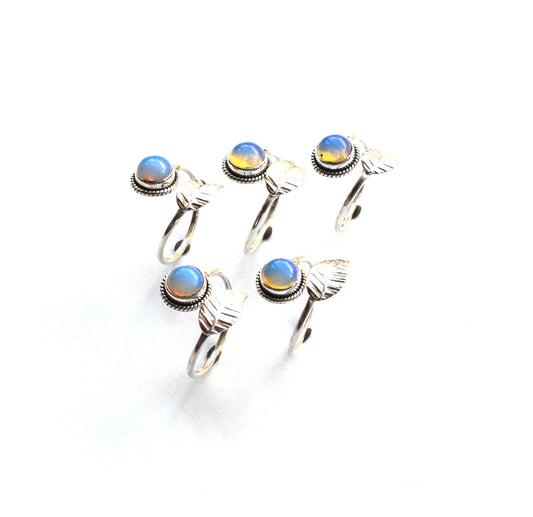 WHOLESALE 5PC 925 SOLID STERLING SILVER MILKY OPALITE RING LOT