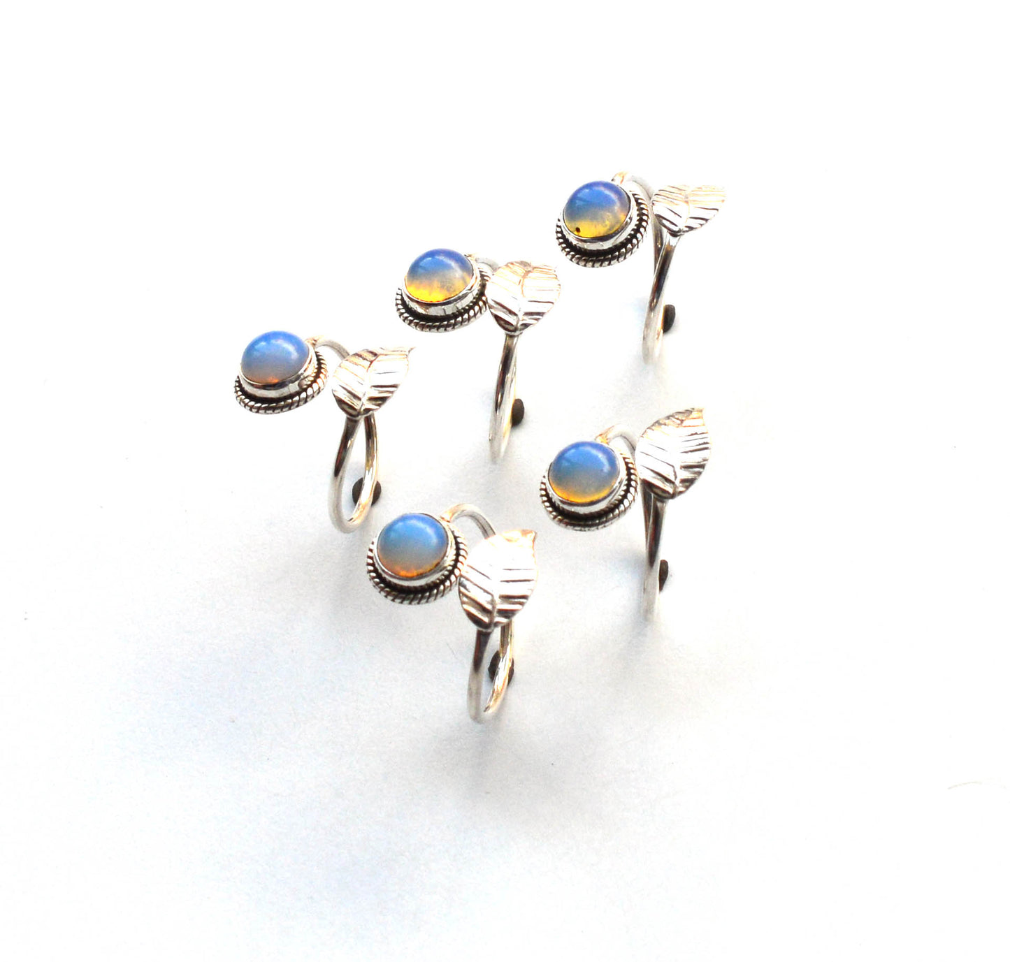 WHOLESALE 5PC 925 SOLID STERLING SILVER MILKY OPALITE RING LOT