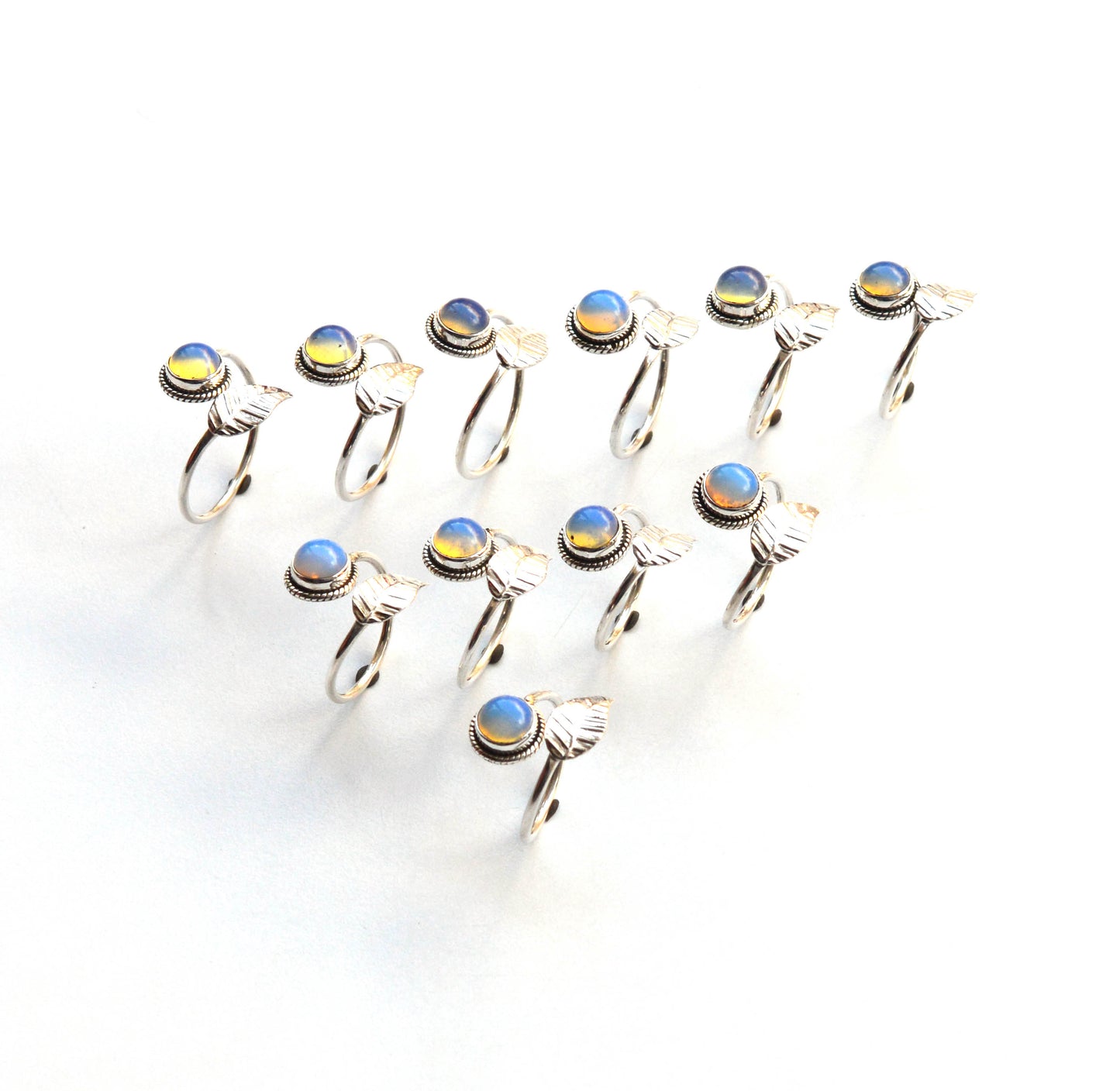WHOLESALE 11PC 925 SOLID STERLING SILVER MILKY OPALITE RING LOT