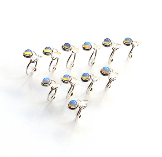 WHOLESALE 11PC 925 SOLID STERLING SILVER MILKY OPALITE RING LOT