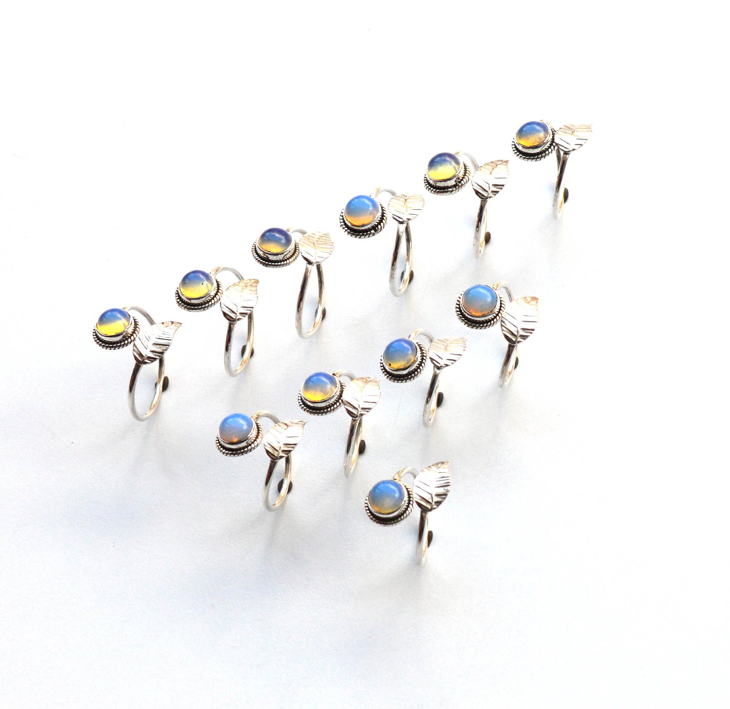 WHOLESALE 11PC 925 SOLID STERLING SILVER MILKY OPALITE RING LOT