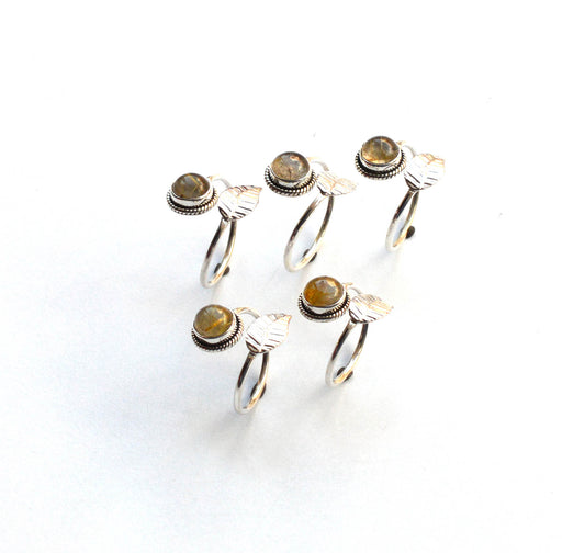WHOLESALE 5PC 925 SOLID STERLING SILVER GOLDEN RUTILE RING LOT