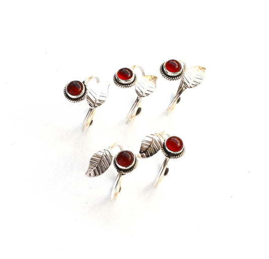 WHOLESALE 5PC 925 SOLID STERLING SILVER RED CARNELIAN RING LOT