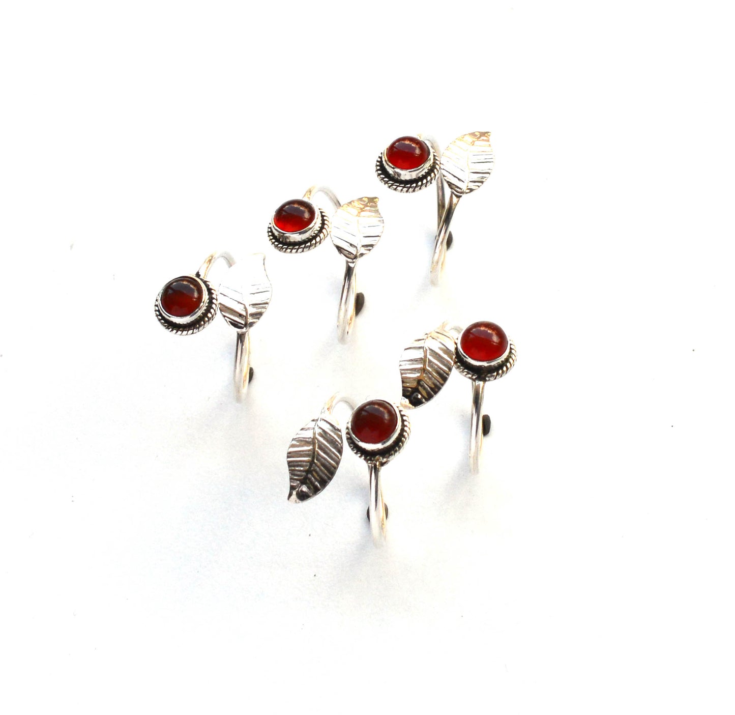 WHOLESALE 5PC 925 SOLID STERLING SILVER RED CARNELIAN RING LOT