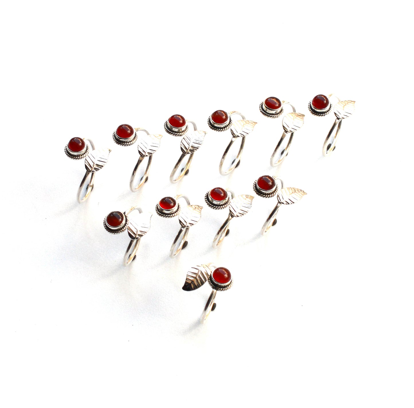 WHOLESALE 11PC 925 SOLID STERLING SILVER RED CARNELIAN RING LOT