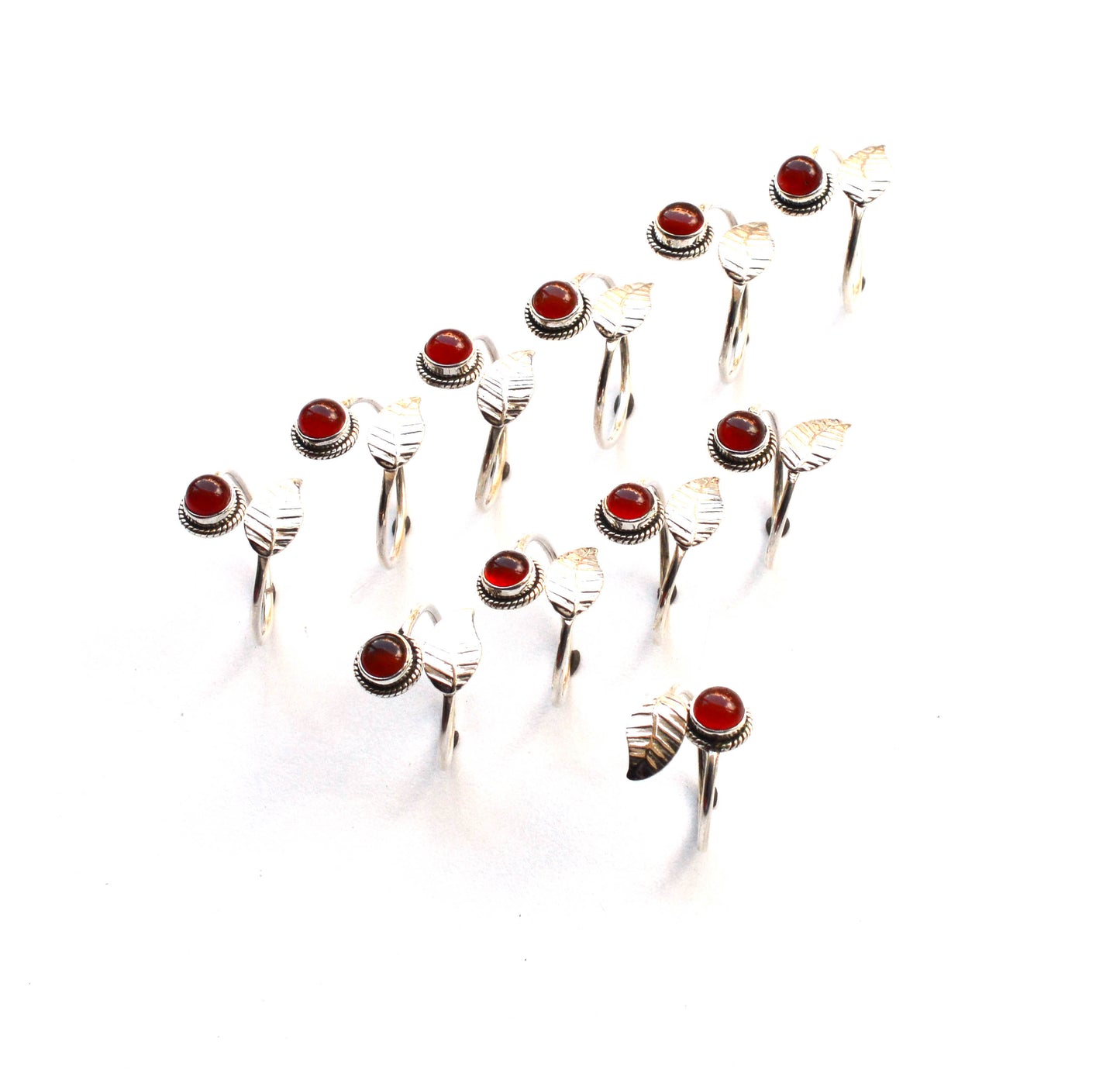 WHOLESALE 11PC 925 SOLID STERLING SILVER RED CARNELIAN RING LOT