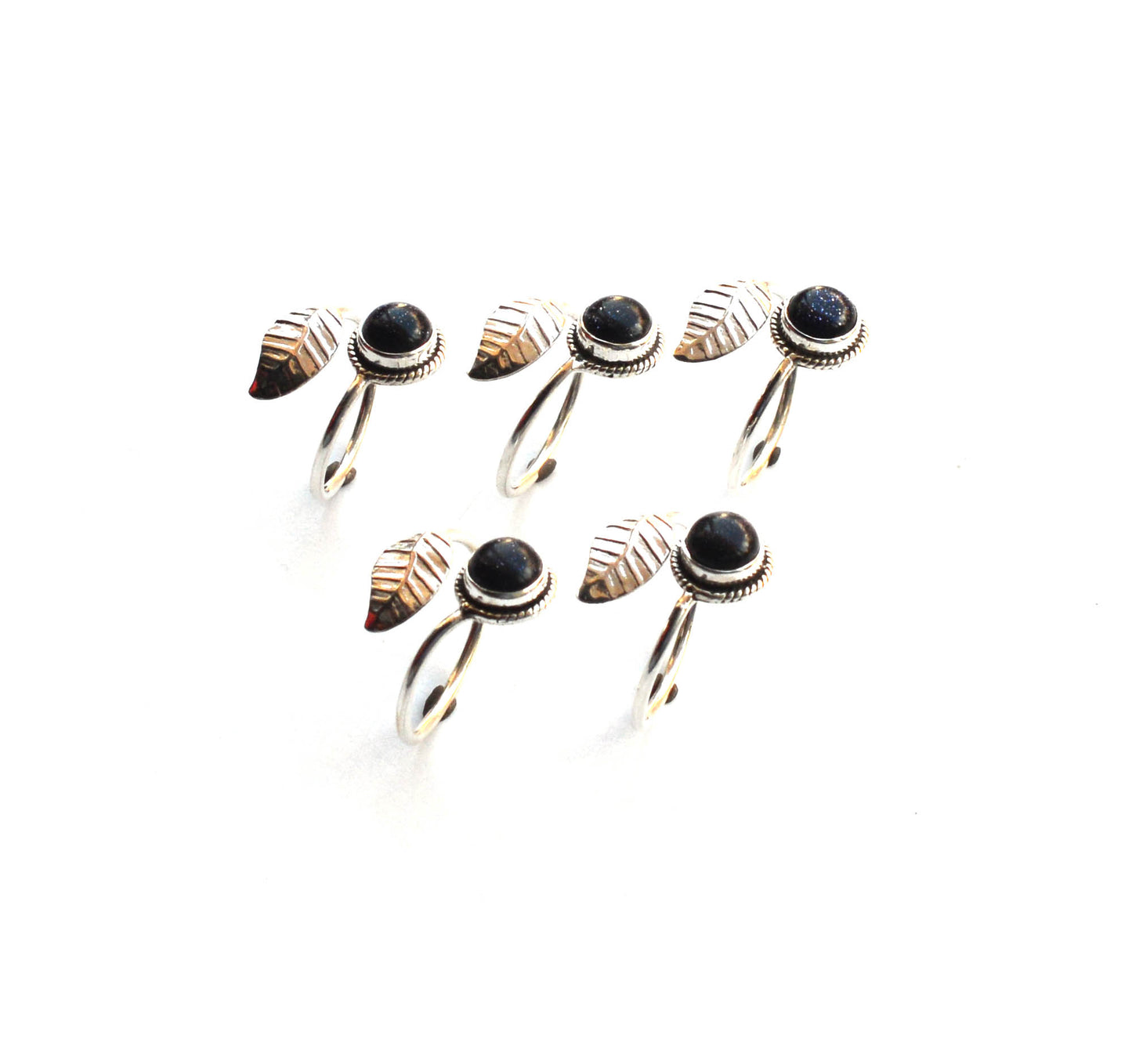 WHOLESALE 5PC 925 SOLID STERLING SILVER BLUE SUNSTONE RING LOT
