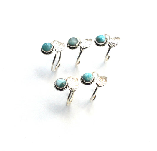 WHOLESALE 5PC 925 SOLID STERLING SILVER BLUE LARIMAR RING LOT