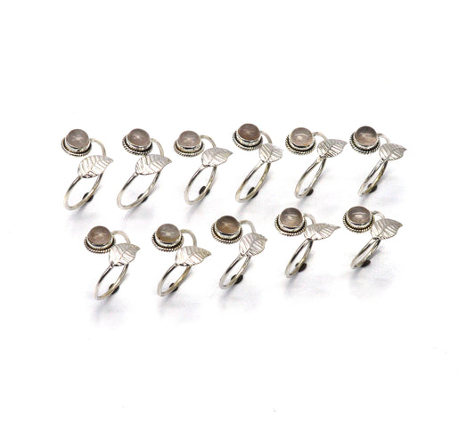 WHOLESALE 11PC 925 SOLID STERLING SILVER PINK ROSE QUARTZ RING LOT