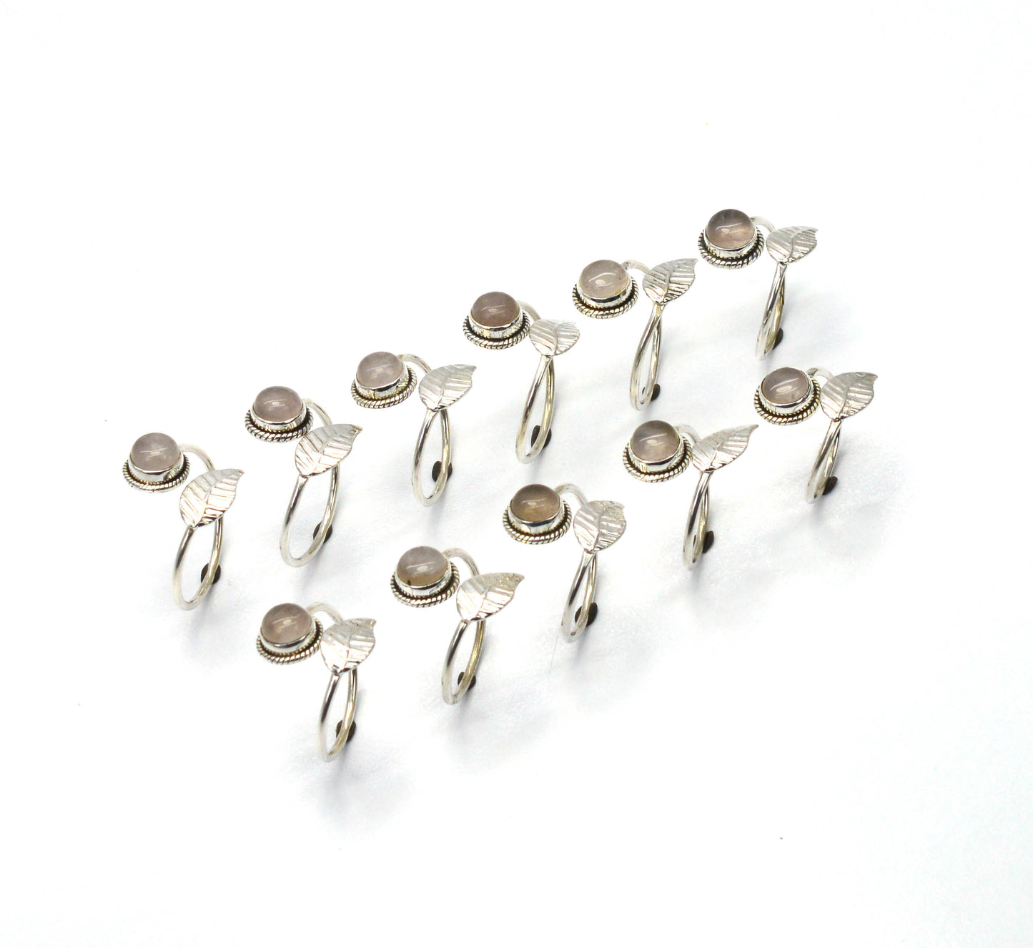 WHOLESALE 11PC 925 SOLID STERLING SILVER PINK ROSE QUARTZ RING LOT
