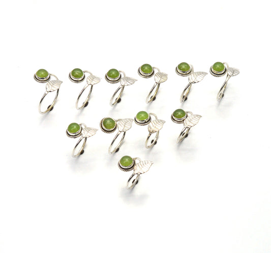 WHOLESALE 11PC 925 SOLID STERLING SILVER GREEN JADE RING LOT