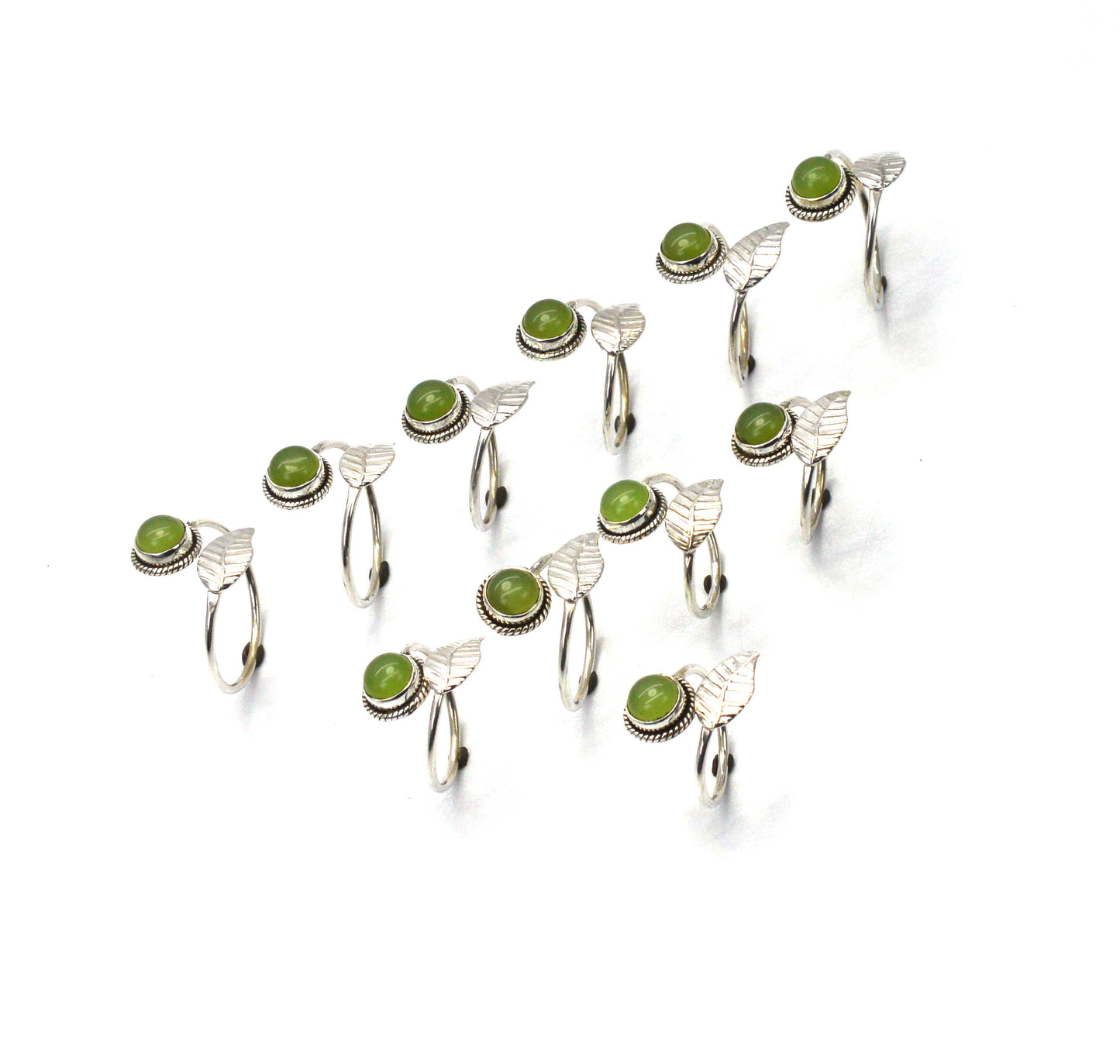 WHOLESALE 11PC 925 SOLID STERLING SILVER GREEN JADE RING LOT