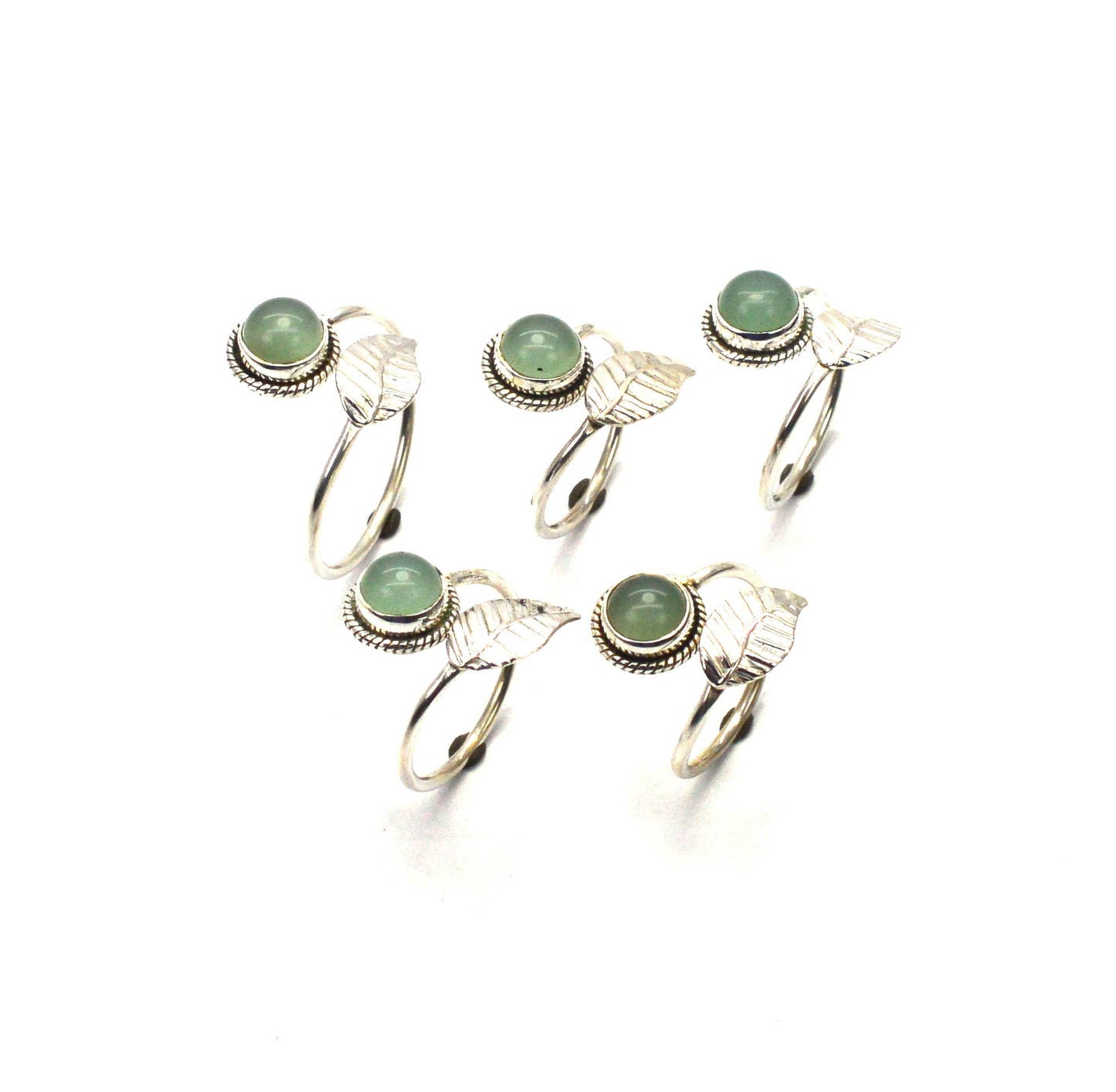 WHOLESALE 5PC 925 SOLID STERLING SILVER AQUA CHALCEDONY RING LOT