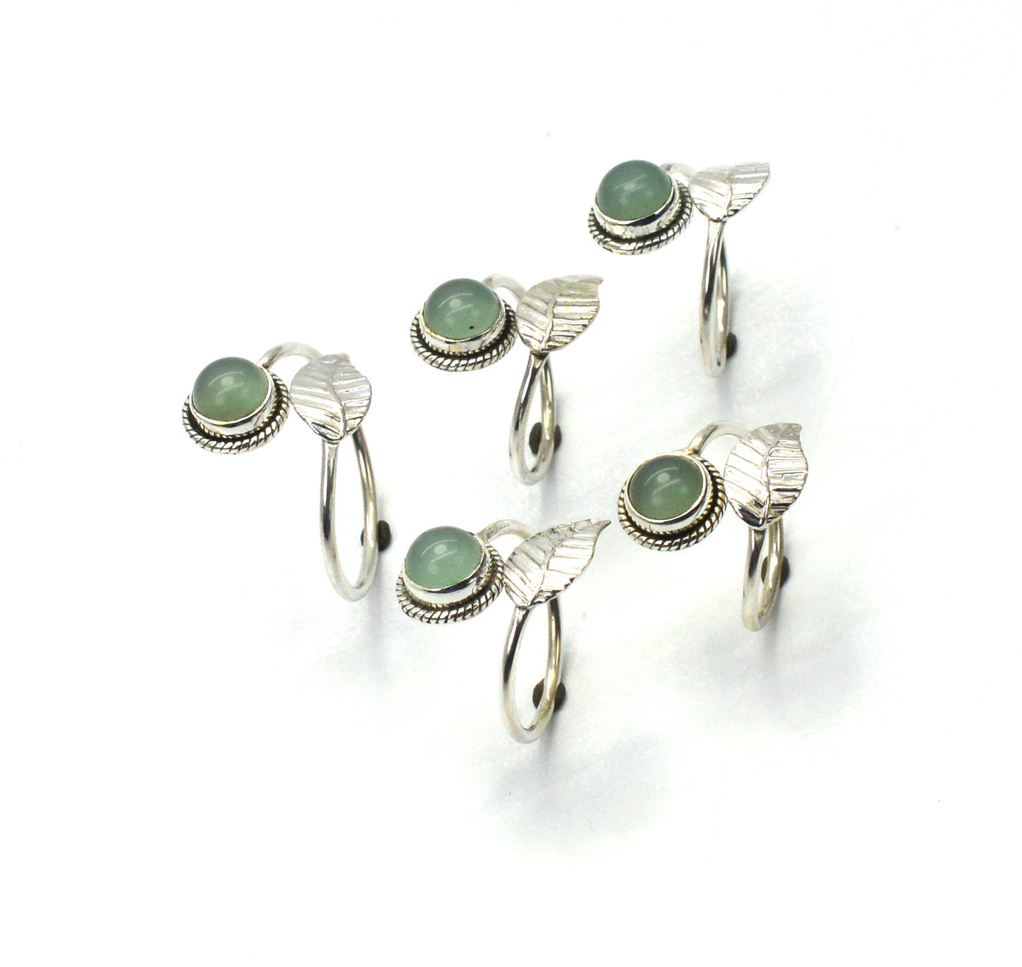 WHOLESALE 5PC 925 SOLID STERLING SILVER AQUA CHALCEDONY RING LOT