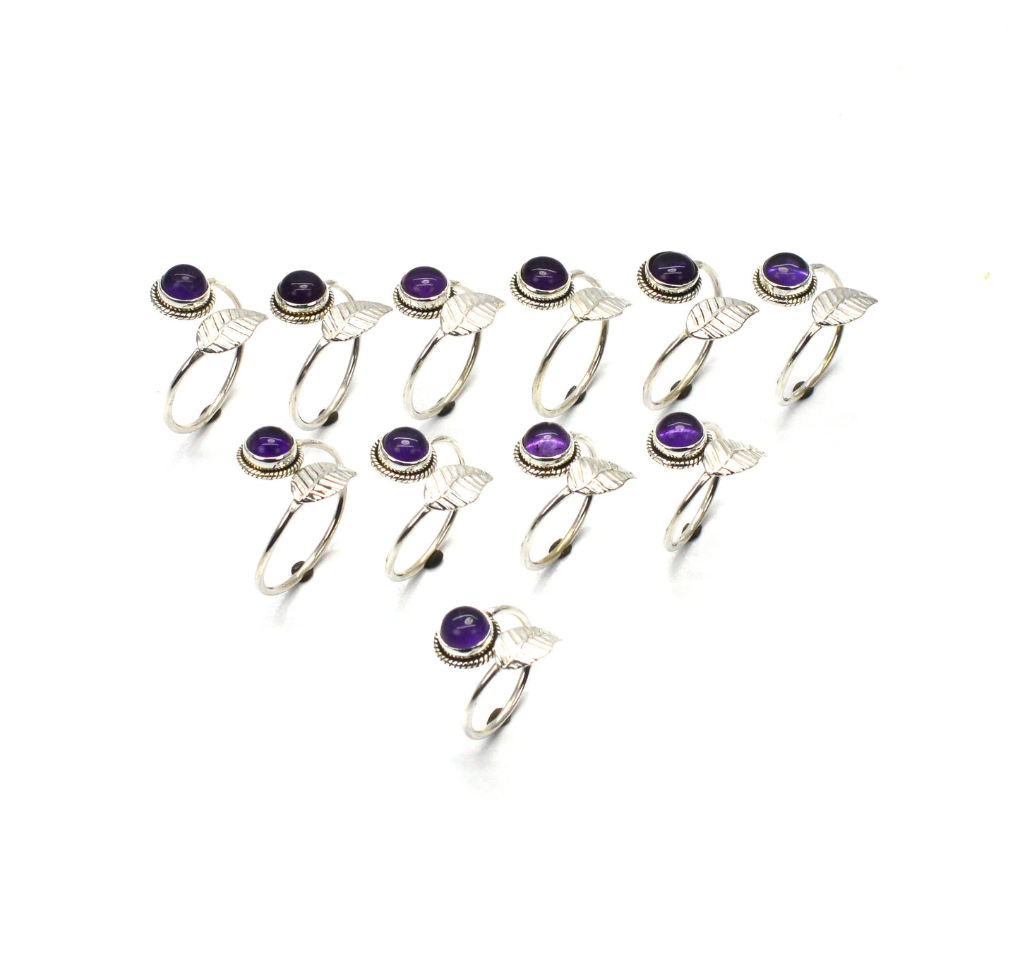 WHOLESALE 11PC 925 SOLID STERLING SILVER PURPLE AMETHYST RING LOT