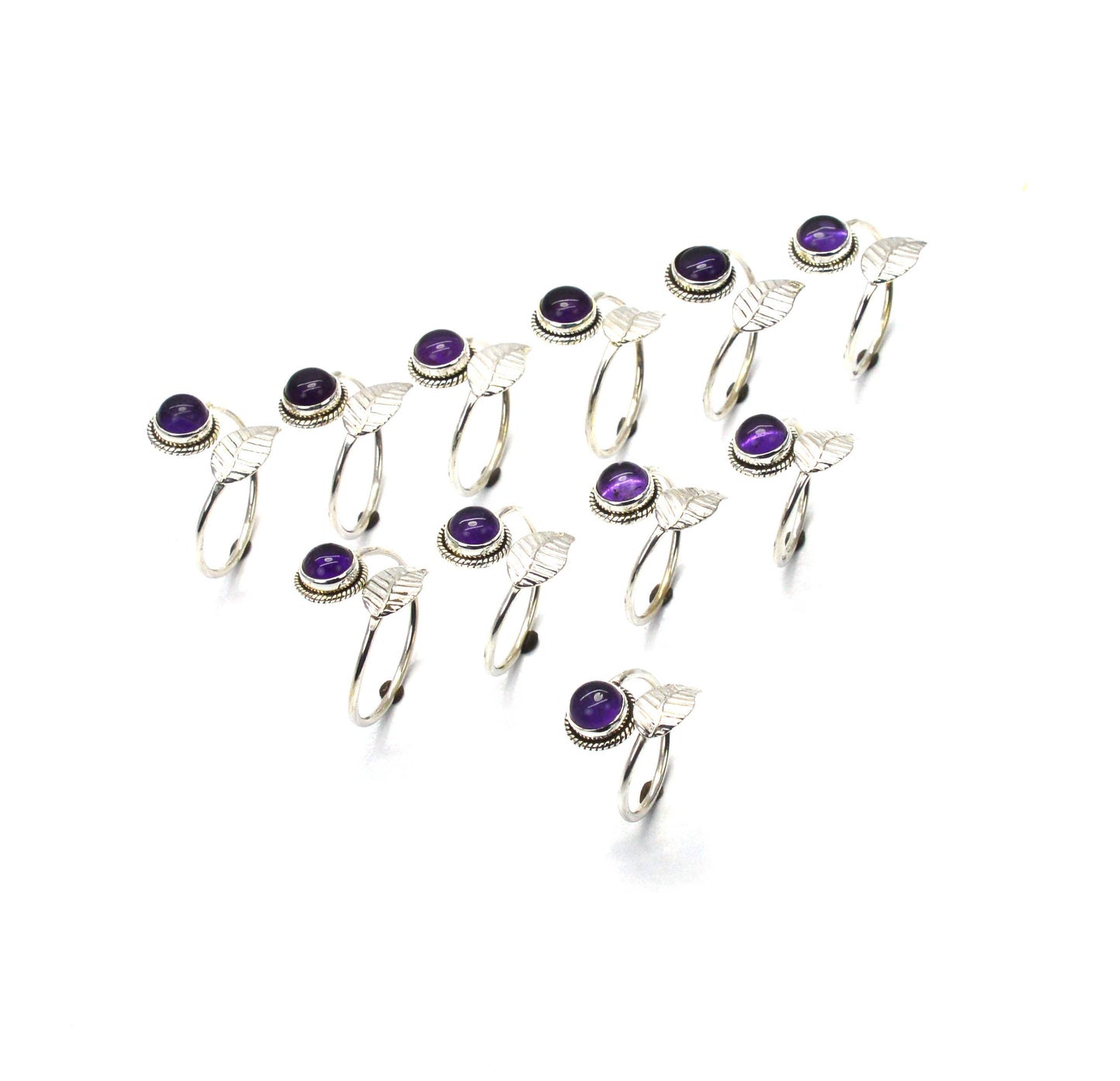 WHOLESALE 11PC 925 SOLID STERLING SILVER PURPLE AMETHYST RING LOT