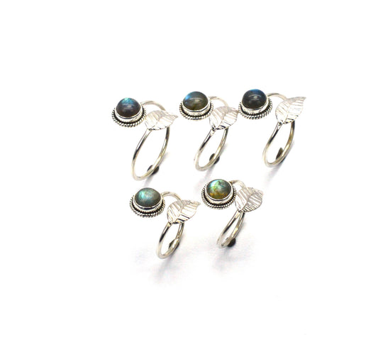 WHOLESALE 5PC 925 SOLID STERLING SILVER LABRADORITE RING LOT