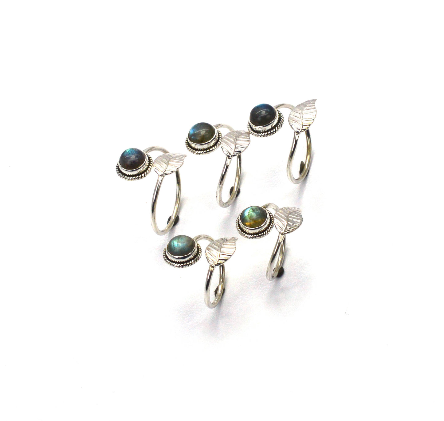 WHOLESALE 5PC 925 SOLID STERLING SILVER LABRADORITE RING LOT