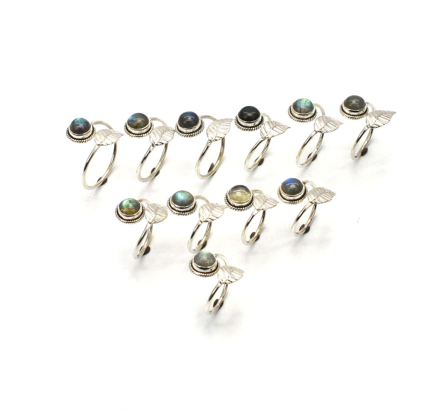 WHOLESALE 11PC 925 SOLID STERLING SILVER LABRADORITE RING LOT