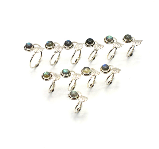 WHOLESALE 11PC 925 SOLID STERLING SILVER LABRADORITE RING LOT
