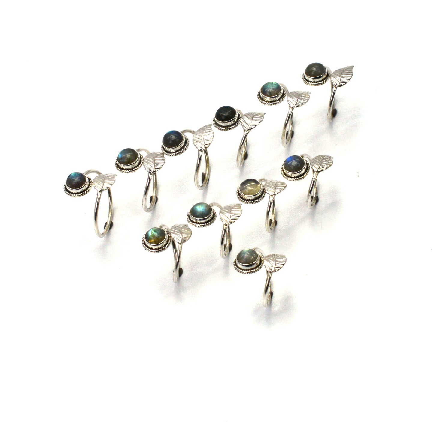 WHOLESALE 11PC 925 SOLID STERLING SILVER LABRADORITE RING LOT