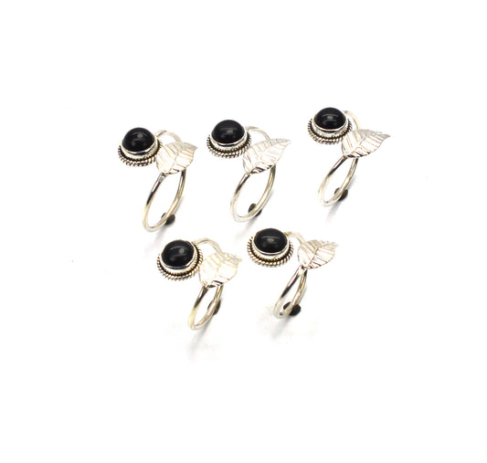 WHOLESALE 5PC 925 SOLID STERLING SILVER BLACK ONYX RING LOT