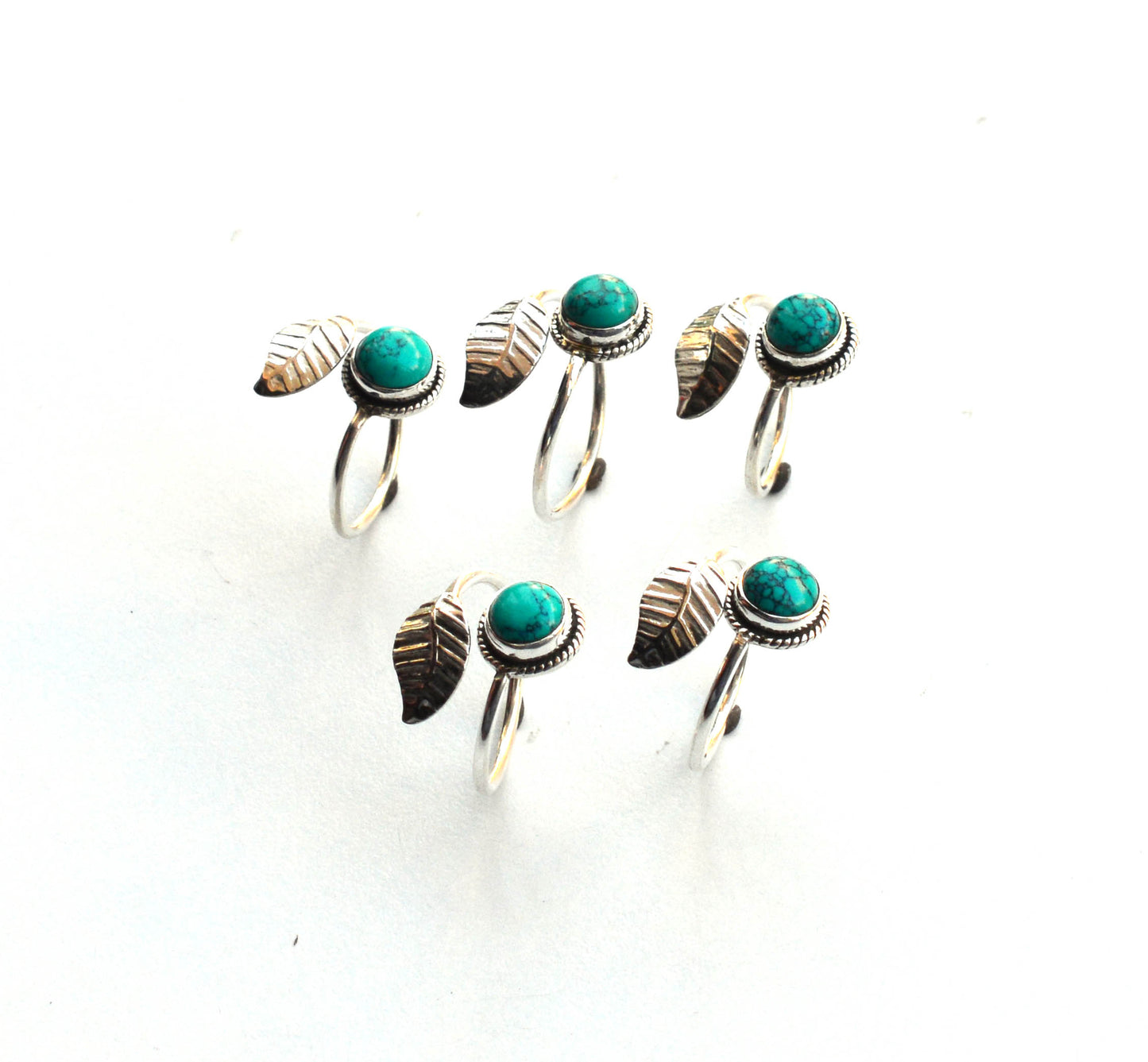 WHOLESALE 5PC 925 SOLID STERLING SILVER BLUE TURQUOISE RING LOT