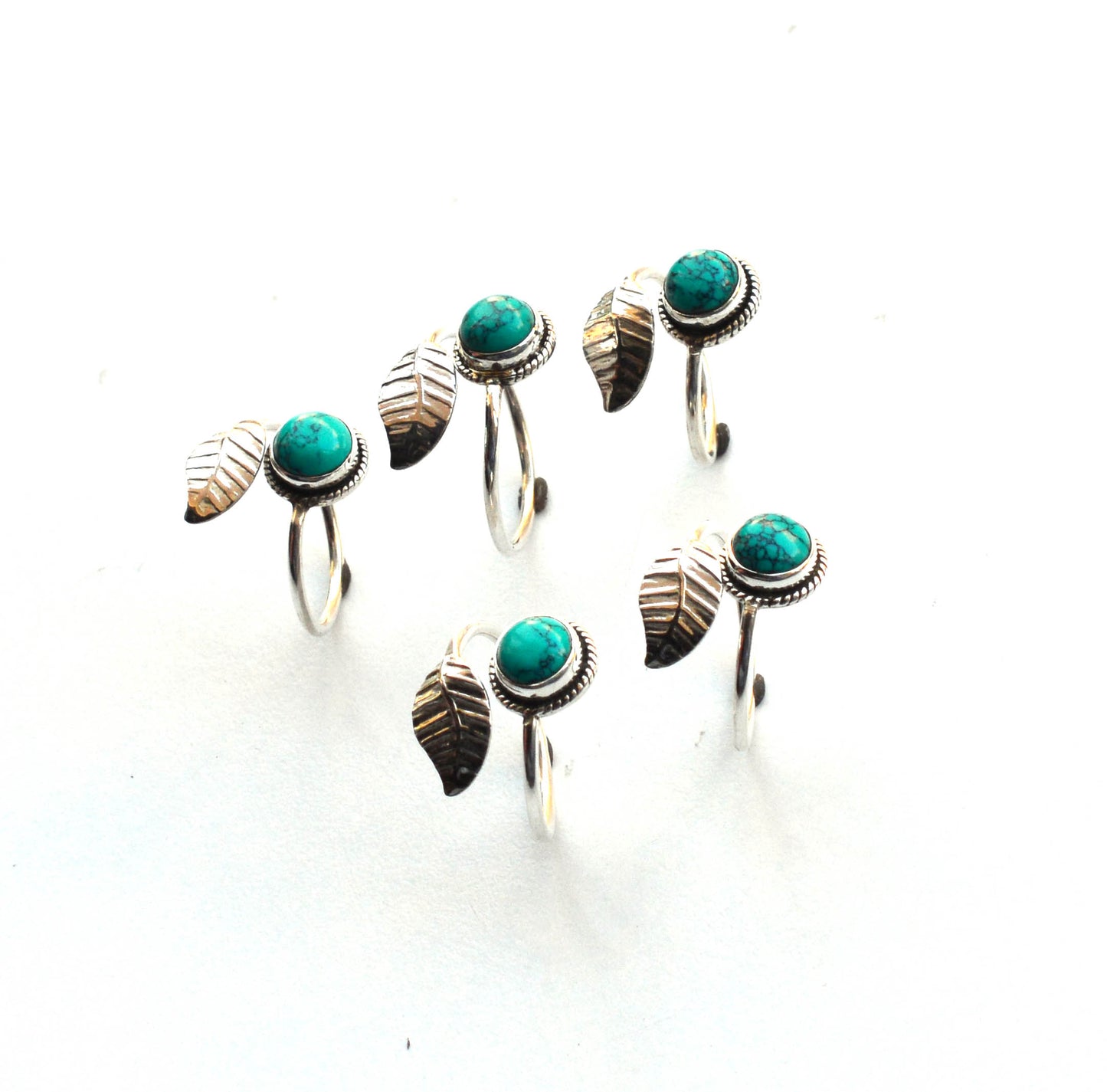 WHOLESALE 5PC 925 SOLID STERLING SILVER BLUE TURQUOISE RING LOT