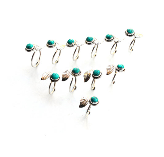 WHOLESALE 11PC 925 SOLID STERLING SILVER BLUE TURQUOISE RING LOT