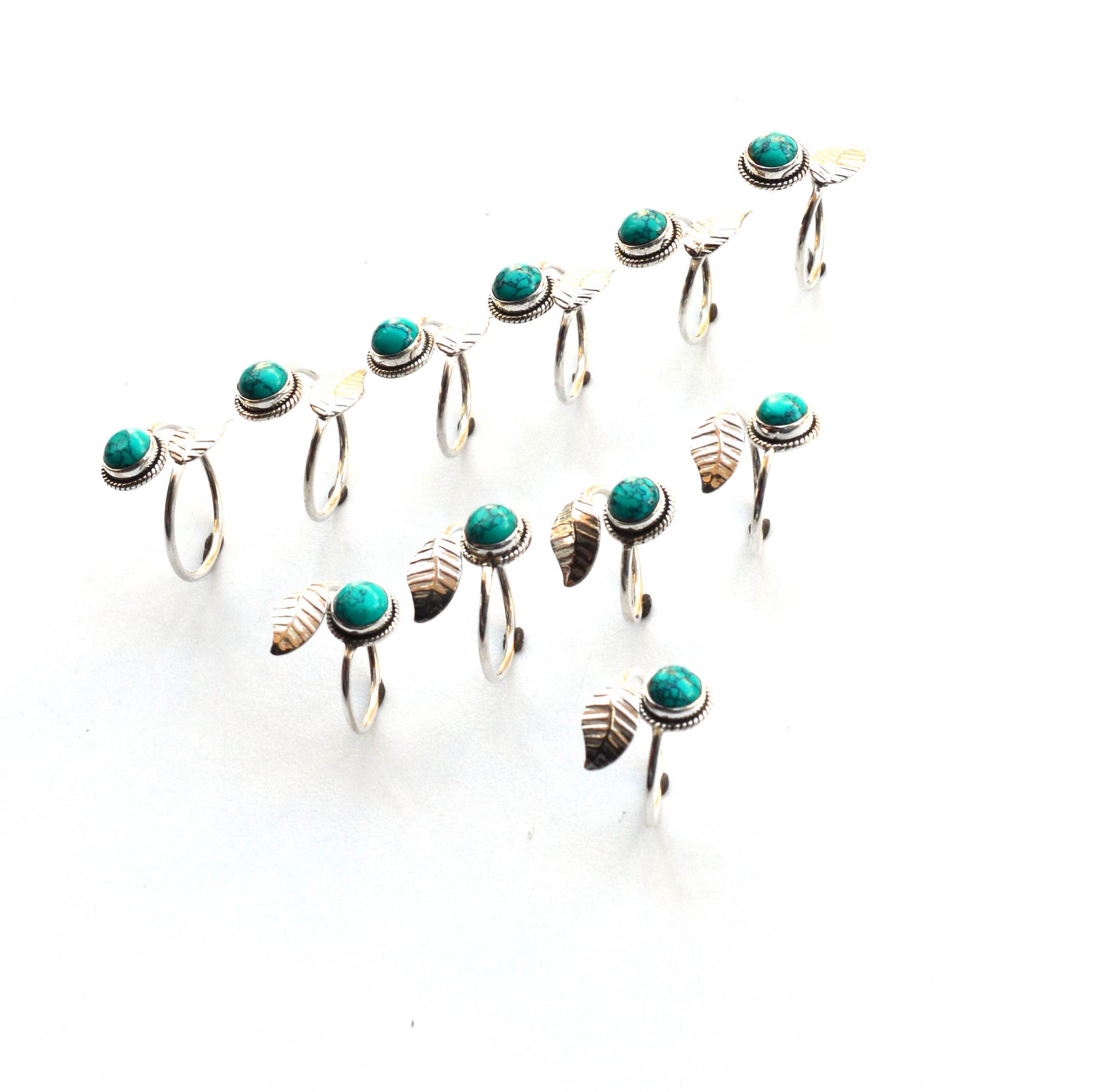 WHOLESALE 11PC 925 SOLID STERLING SILVER BLUE TURQUOISE RING LOT