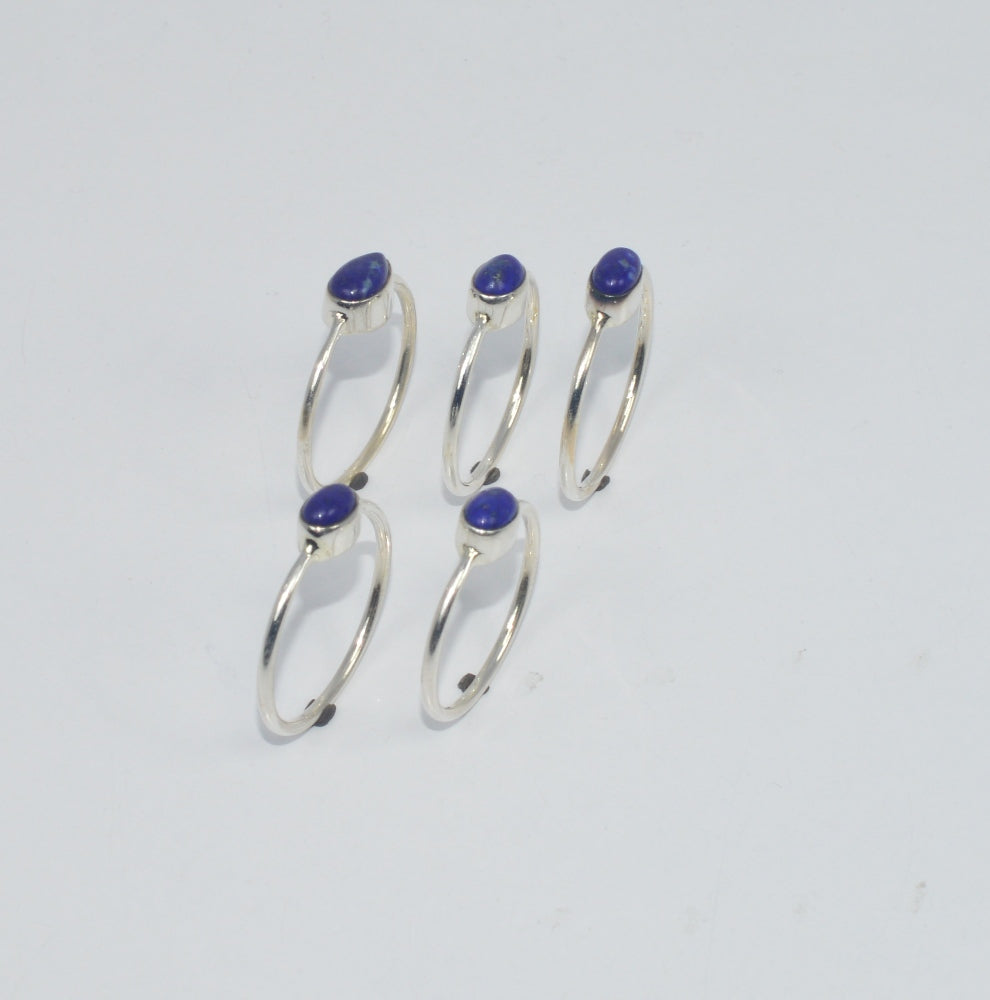 WHOLESALE 5PC 925 SOLID STERLING SILVER BLUE LAPIS LAZULI RING LOT GTC258