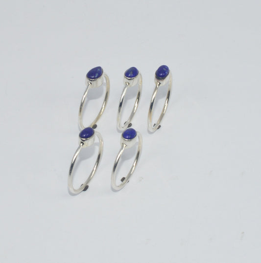 WHOLESALE 5PC 925 SOLID STERLING SILVER BLUE LAPIS LAZULI RING LOT GTC258