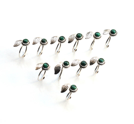 WHOLESALE 11PC 925 SOLID STERLING SILVER GREEN MALACHITE RING LOT