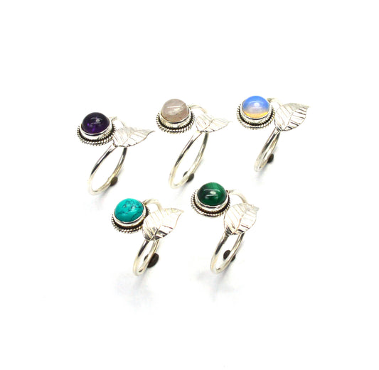 WHOLESALE 5PC 925 SOLID STERLING SILVER BLUE TURQUOISE MIX STONE RING LOT