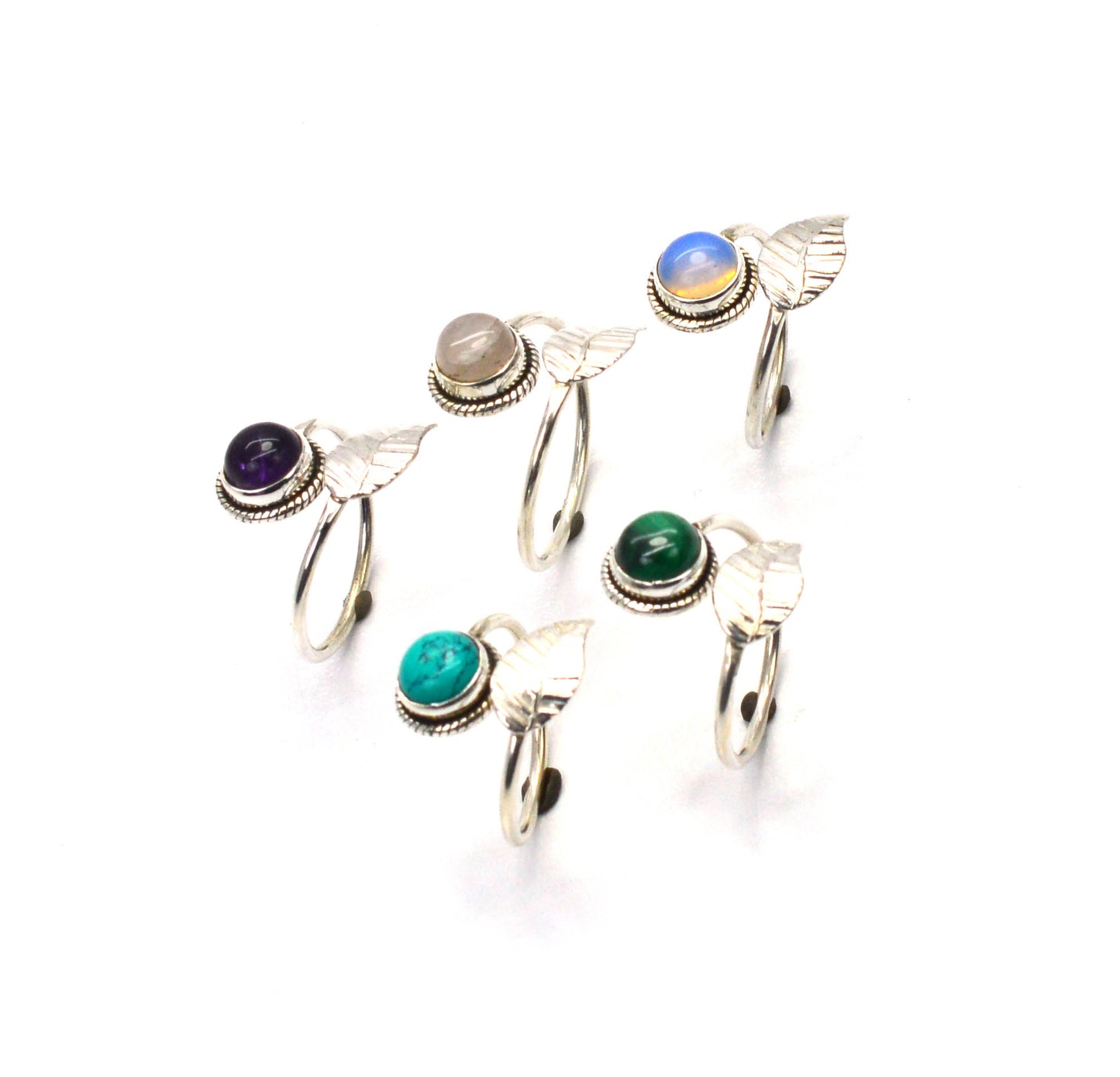 WHOLESALE 5PC 925 SOLID STERLING SILVER BLUE TURQUOISE MIX STONE RING LOT
