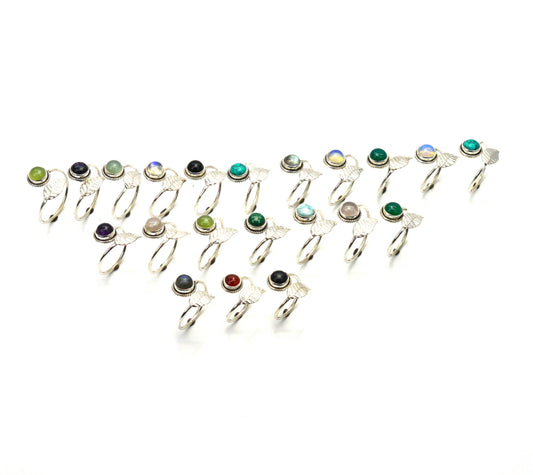 WHOLESALE 21PC 925 SOLID STERLING SILVER LABRADORITE MIX STONE RING LOT
