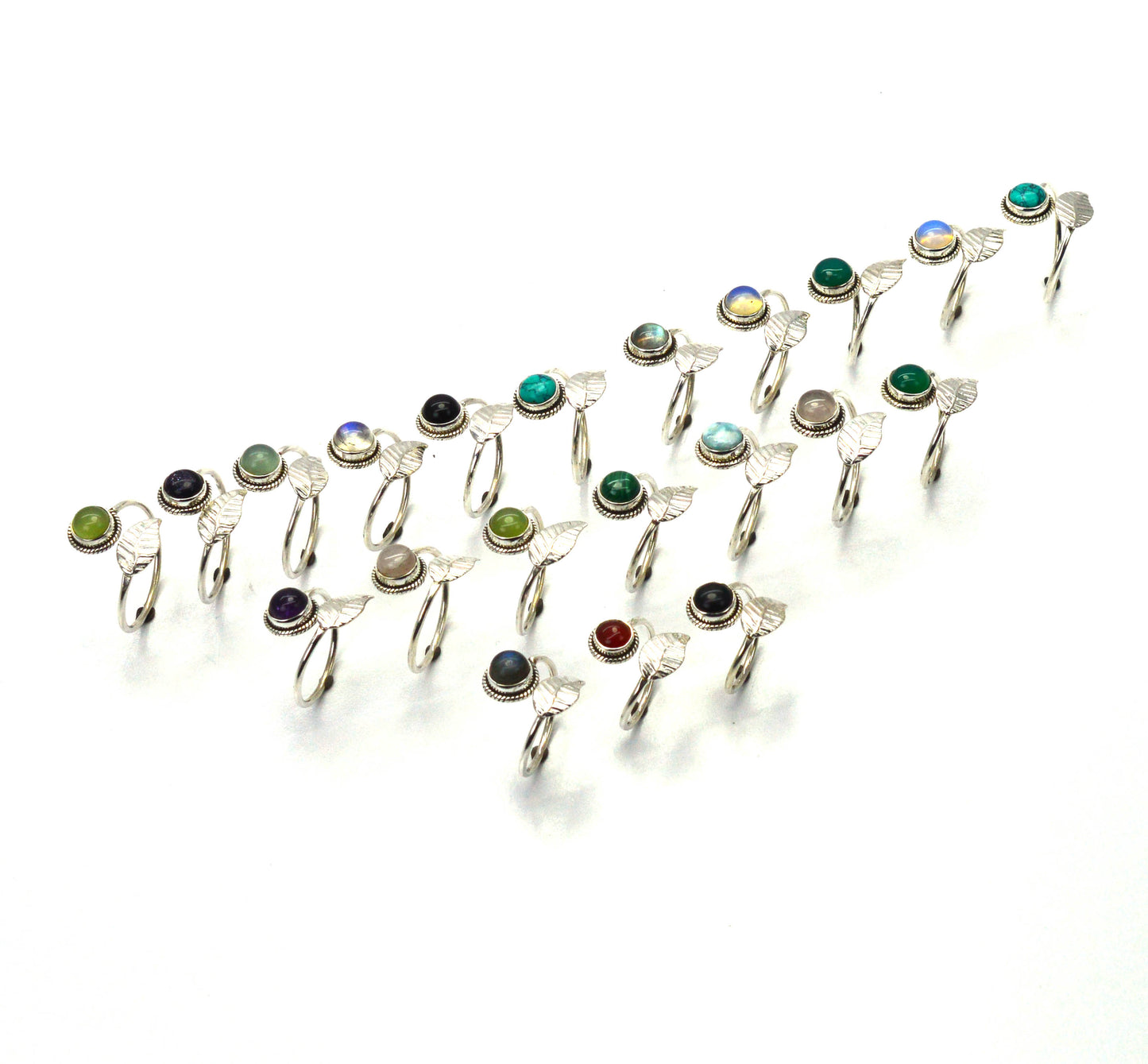 WHOLESALE 21PC 925 SOLID STERLING SILVER LABRADORITE MIX STONE RING LOT