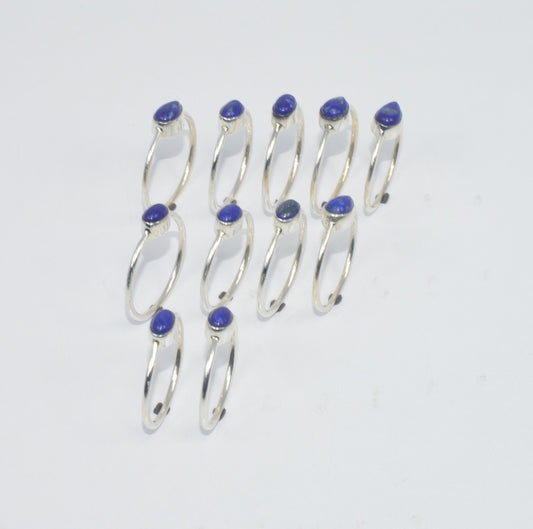 WHOLESALE 11PC 925 SOLID STERLING SILVER BLUE LAPIS LAZULI RING LOT GTC259