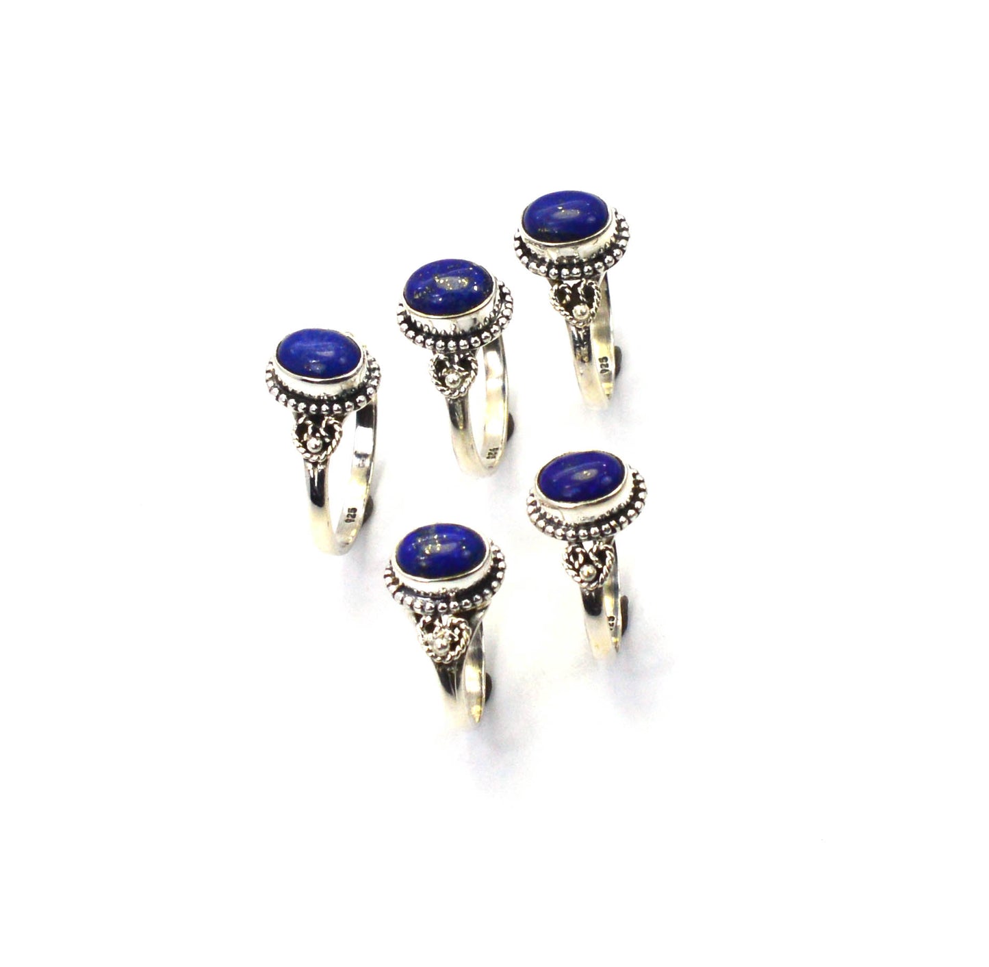WHOLESALE 5PC 925 SOLID STERLING SILVER BLUE LAPIS LAZULI RING LOT