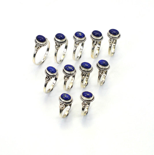 WHOLESALE 11PC 925 SOLID STERLING SILVER BLUE LAPIS LAZULI RING LOT
