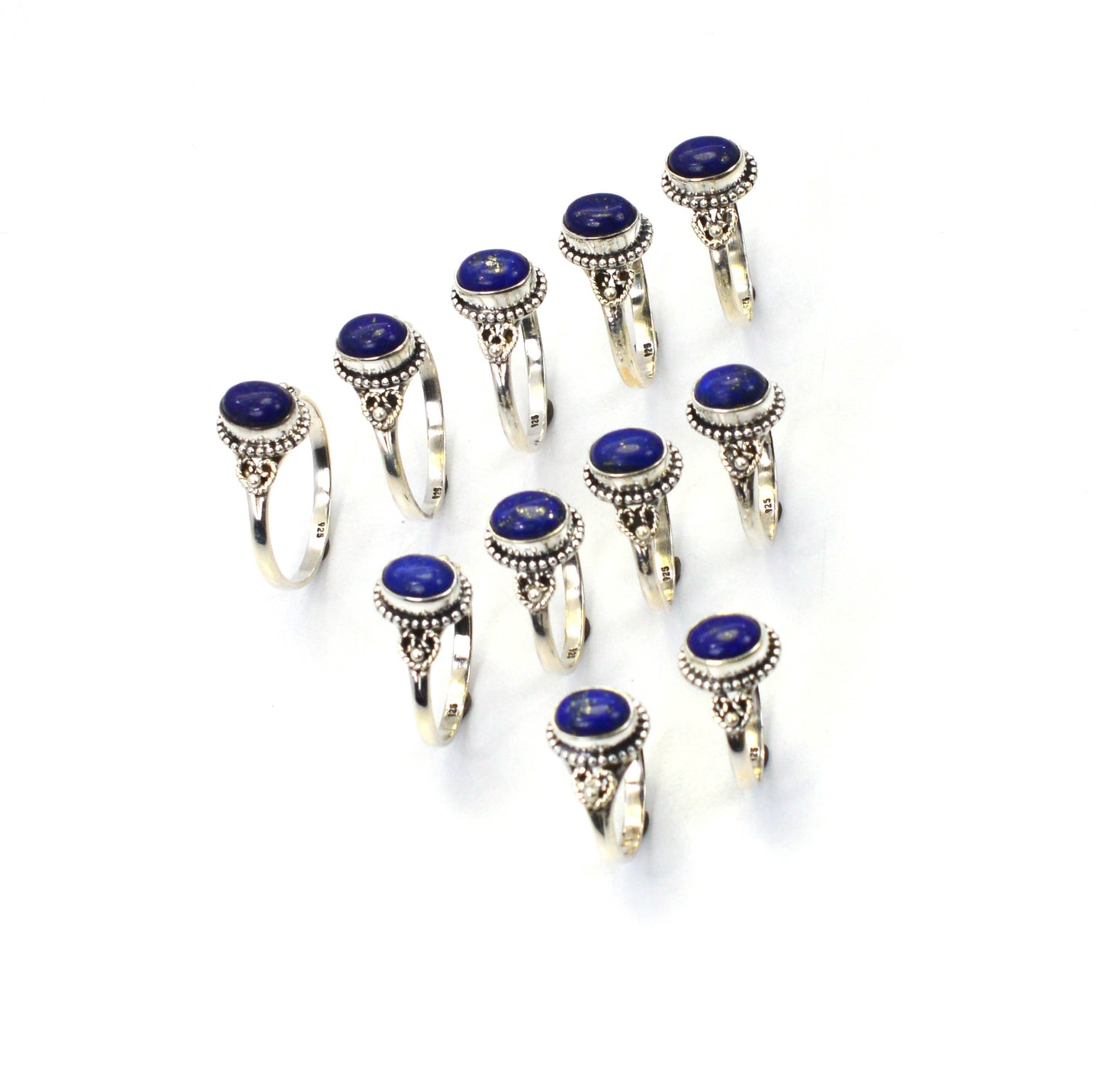 WHOLESALE 11PC 925 SOLID STERLING SILVER BLUE LAPIS LAZULI RING LOT