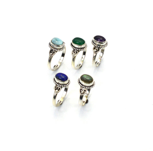 WHOLESALE 5PC 925 SOLID STERLING SILVER BLUE LARIMAR MIX STONE RING LOT